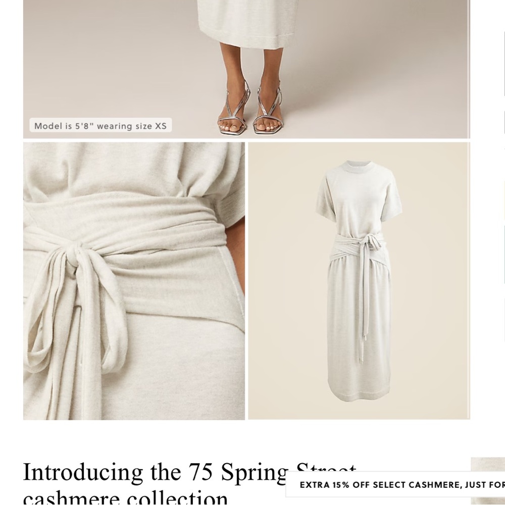 J. Crew Cream Midi Dress with Waist Tie - Picture 4 of 4